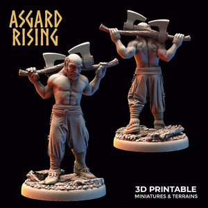 3D Printed Asgard Rising Double Ax Blacksmith 32mm Ragnarok D&D - Charming Terrain