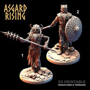 3D Printed Asgard Rising Draugr - Undead Skeleton 2x King Olaf 28mm - 32mm - Charming Terrain