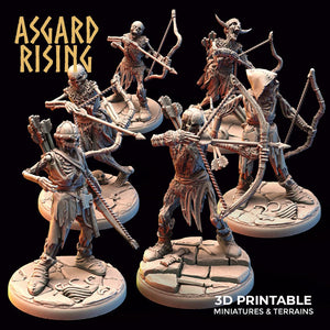 3D Printed Asgard Rising Draugr - Undead Skeleton Archers Set 28mm - 32mm - Charming Terrain