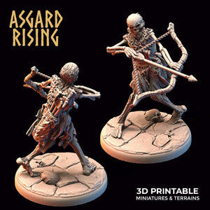 3D Printed Asgard Rising Draugr - Undead Skeleton Archers Set 28mm - 32mm - Charming Terrain