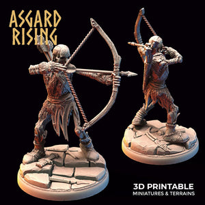 3D Printed Asgard Rising Draugr - Undead Skeleton Archers Set 28mm - 32mm - Charming Terrain