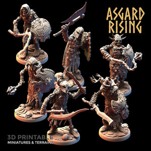 3D Printed Asgard Rising Draugr - Undead Skeleton Barrow Guards Set 28mm - 32mm - Charming Terrain