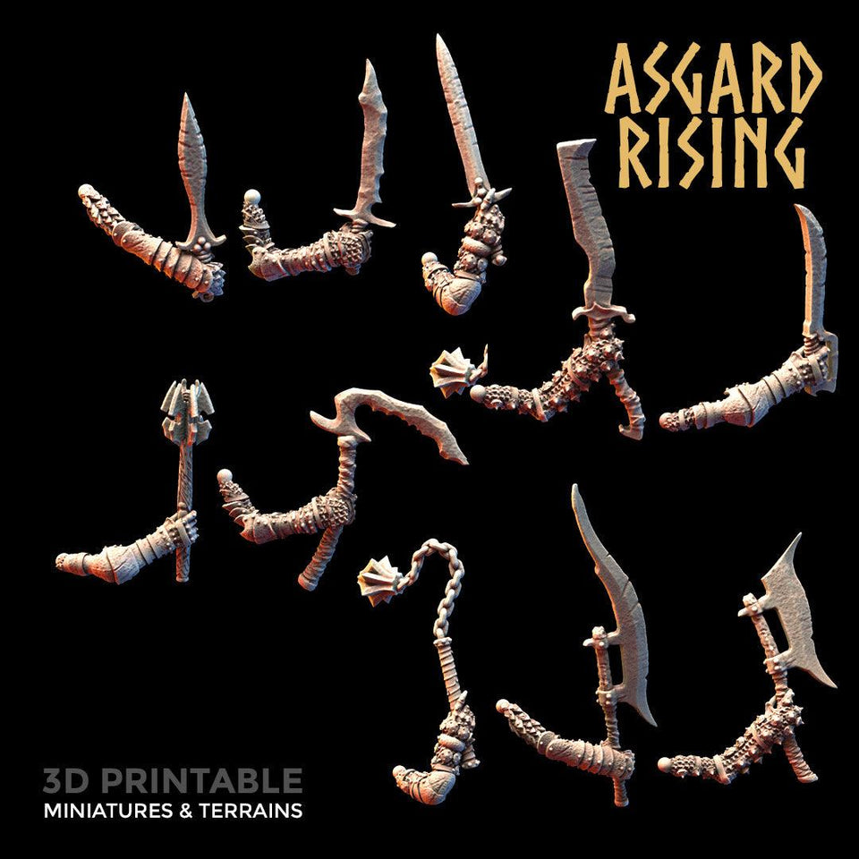 3D Printed Asgard Rising Draugr - Undead Skeleton Barrow Guards Set 28mm - 32mm - Charming Terrain