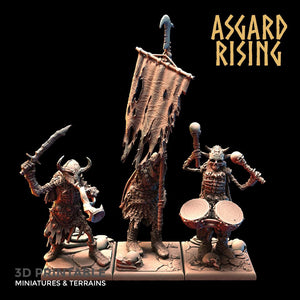 3D Printed Asgard Rising Draugr - Undead Skeleton Command Group Set 28mm - 32mm - Charming Terrain