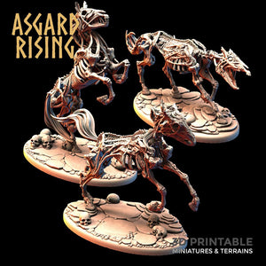 3D Printed Asgard Rising Draugr - Undead Skeleton Horses Set 28mm - 32mm - Charming Terrain