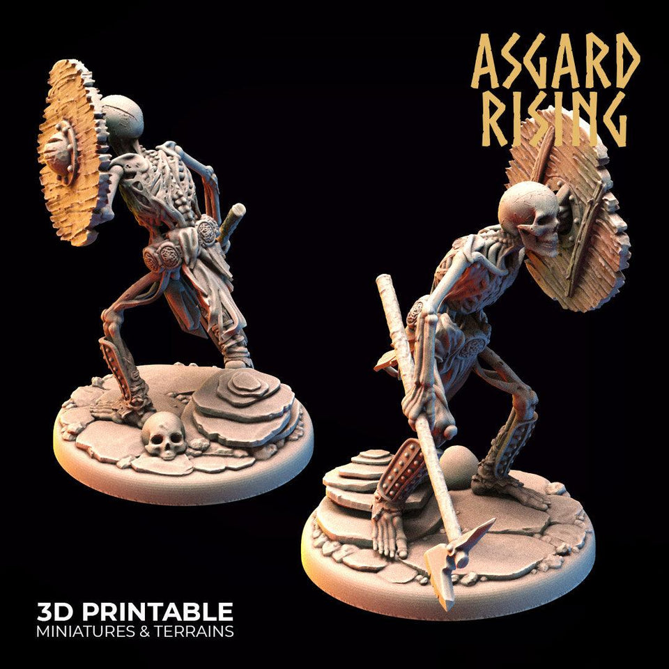 3D Printed Asgard Rising Draugr - Undead Skeleton Infantry Set 28mm - 32mm - Charming Terrain