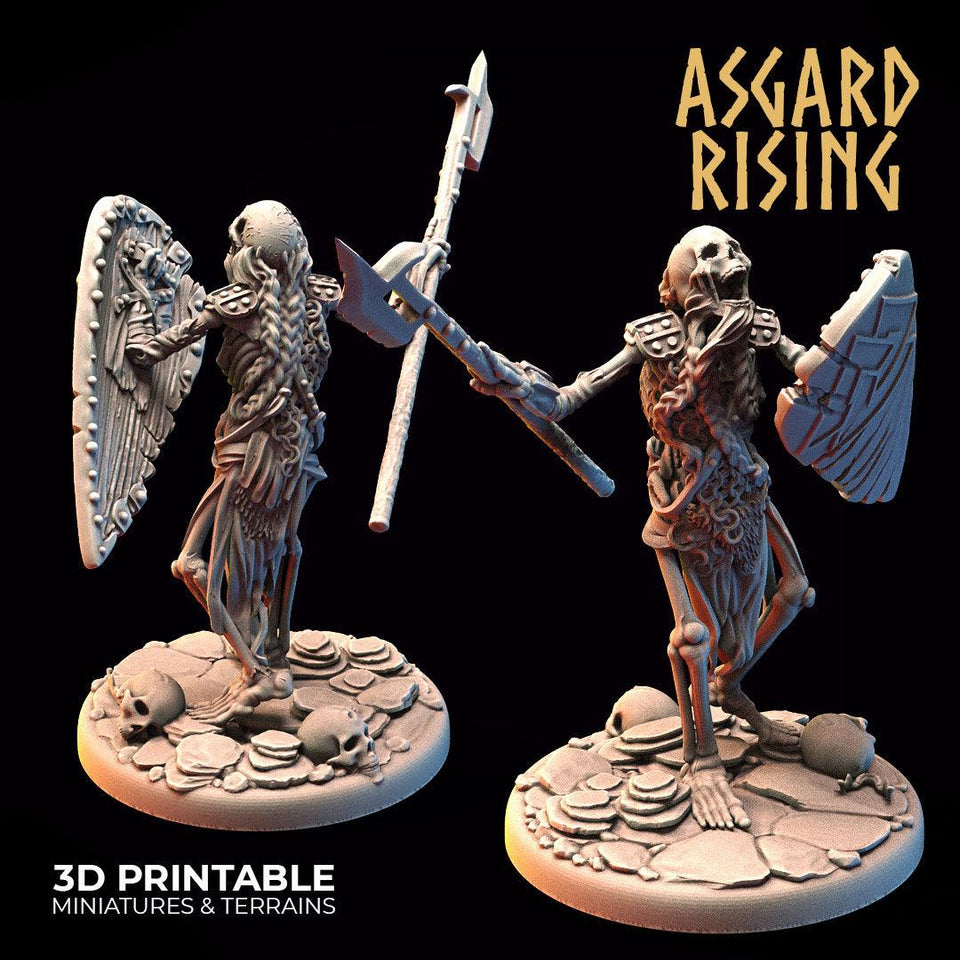 3D Printed Asgard Rising Draugr - Undead Skeleton Infantry Set 28mm - 32mm - Charming Terrain