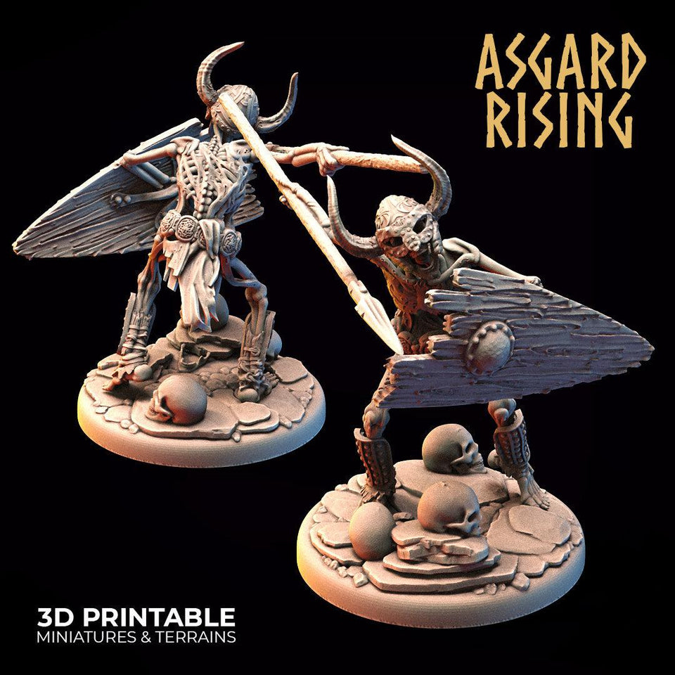 3D Printed Asgard Rising Draugr - Undead Skeleton Infantry Set 28mm - 32mm - Charming Terrain