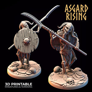 3D Printed Asgard Rising Draugr - Undead Skeleton Infantry Set 28mm - 32mm - Charming Terrain