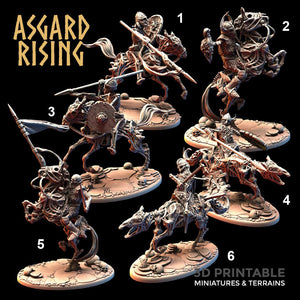 3D Printed Asgard Rising Draugr - Undead Skeleton Riders Set 28mm - 32mm - Charming Terrain