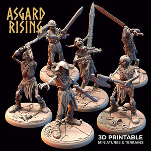 3D Printed Asgard Rising Draugr - Undead Skeleton Warriors Set 28mm - 32mm - Charming Terrain