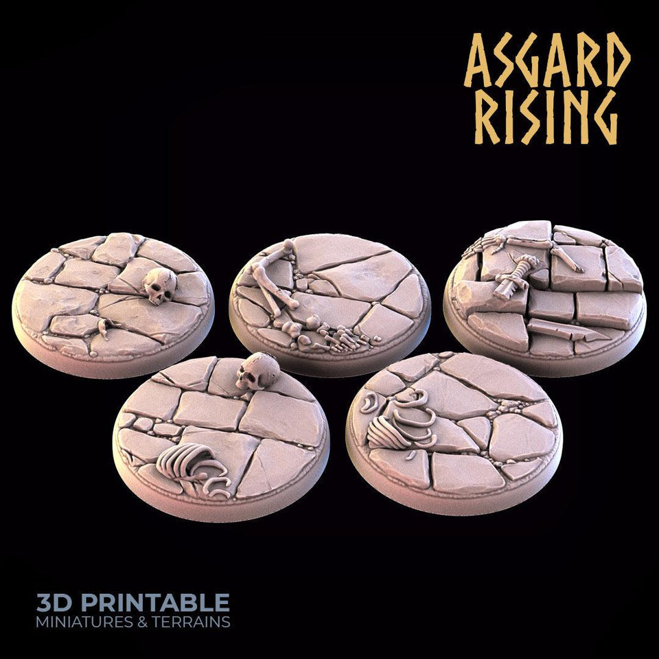 3D Printed Asgard Rising Dungeon Round Base Set 25 28 32 35mm D&D - Charming Terrain