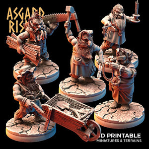 3D Printed Asgard Rising Dwarf Artisan Worker Set 28mm - 32mm - Charming Terrain