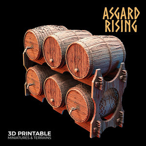 3D Printed Asgard Rising Dwarf Barrels Distillery and Brewery 28mm - 32mm - Charming Terrain