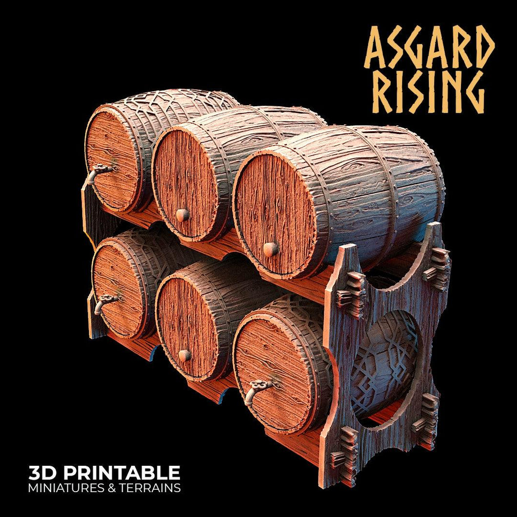 3D Printed Asgard Rising Dwarf Barrels Distillery and Brewery 28mm - 32mm - Charming Terrain