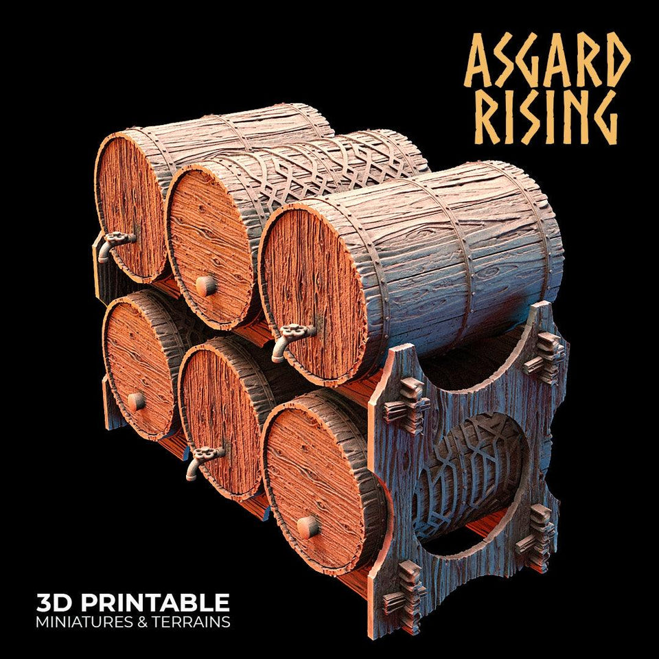 3D Printed Asgard Rising Dwarf Barrels Distillery and Brewery 28mm - 32mm - Charming Terrain