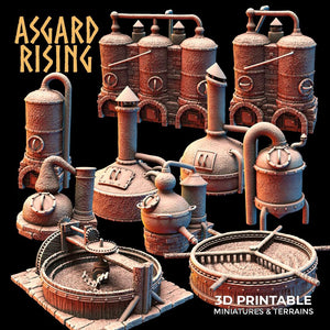 3D Printed Asgard Rising Dwarf Distillery and Brewery Set 28mm - 32mm - Charming Terrain