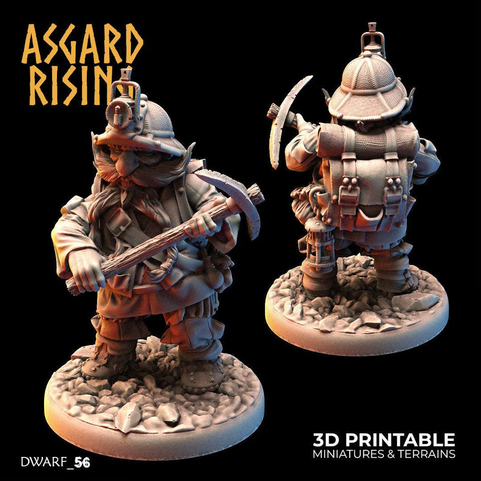 3D Printed Asgard Rising Dwarf Dwarven Miners Set 1 28mm - 32mm - Charming Terrain