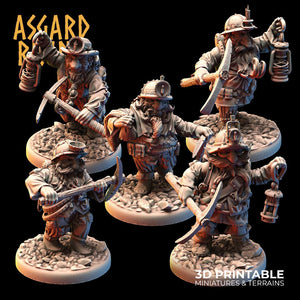 3D Printed Asgard Rising Dwarf Dwarven Miners Set 2 28mm - 32mm - Charming Terrain