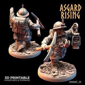 3D Printed Asgard Rising Dwarf Dwarven Miners Set 2 28mm - 32mm - Charming Terrain