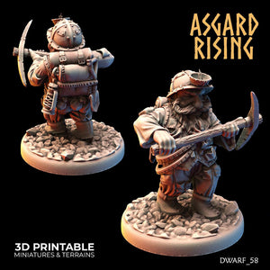 3D Printed Asgard Rising Dwarf Dwarven Miners Set 3 28mm - 32mm - Charming Terrain