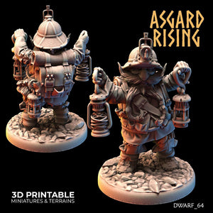 3D Printed Asgard Rising Dwarf Dwarven Miners Set 4 28mm - 32mm - Charming Terrain