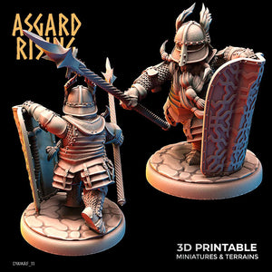 3D Printed Asgard Rising Dwarf Full Plate Shield and Banner Set 28mm - 32mm - Charming Terrain