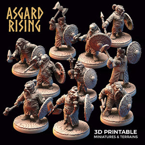 3D Printed Asgard Rising Dwarf Warrior Gambeson Modular Warband Set 28mm - 32mm - Charming Terrain