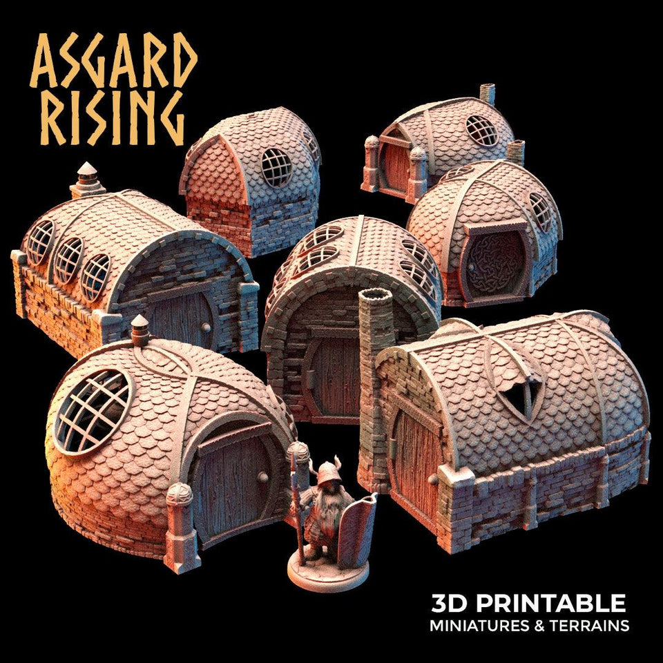 3D Printed Asgard Rising Dwarven Kingdom Houses Industrial Architecture 28mm - 32mm - Charming Terrain