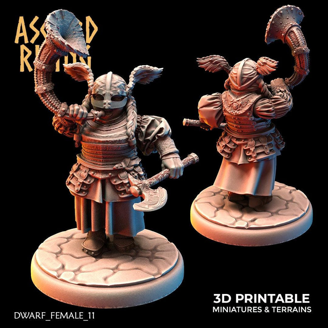 3D Printed Asgard Rising Dwarven Shield-Maiden Horn Blower 28mm - 32mm - Charming Terrain