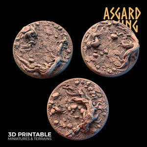 3D Printed Asgard Rising Forest Litter - 3 x 40mm Round Base Set 2 Wargaming DnD - Charming Terrain