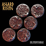 3D Printed Asgard Rising Forest Litter Round Base Set 25 28 32 35 mm Wargaming DnD - Charming Terrain