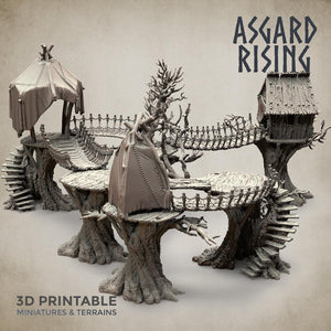 3D Printed Asgard Rising Forest Village Modular Set 32mm Ragnarok D&D - Charming Terrain