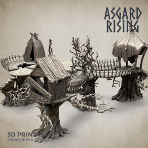 3D Printed Asgard Rising Forest Village Modular Set 32mm Ragnarok D&D - Charming Terrain