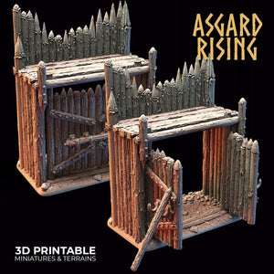 3D Printed Asgard Rising Fortified Village - Large Palisade Set 28mm - 32mm Ragnarok D&D - Charming Terrain