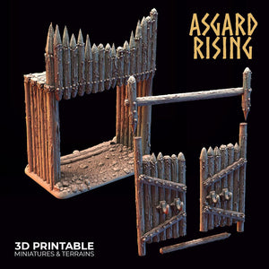 3D Printed Asgard Rising Fortified Village - Large Palisade Set 28mm - 32mm Ragnarok D&D - Charming Terrain