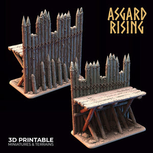 3D Printed Asgard Rising Fortified Village - Large Palisade Set 28mm - 32mm Ragnarok D&D - Charming Terrain