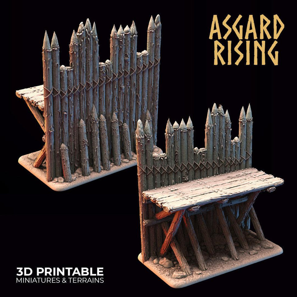 3D Printed Asgard Rising Fortified Village - Large Palisade Set 28mm - 32mm Ragnarok D&D - Charming Terrain