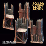 3D Printed Asgard Rising Fortified Village - Large Palisade Set 28mm - 32mm Ragnarok D&D - Charming Terrain