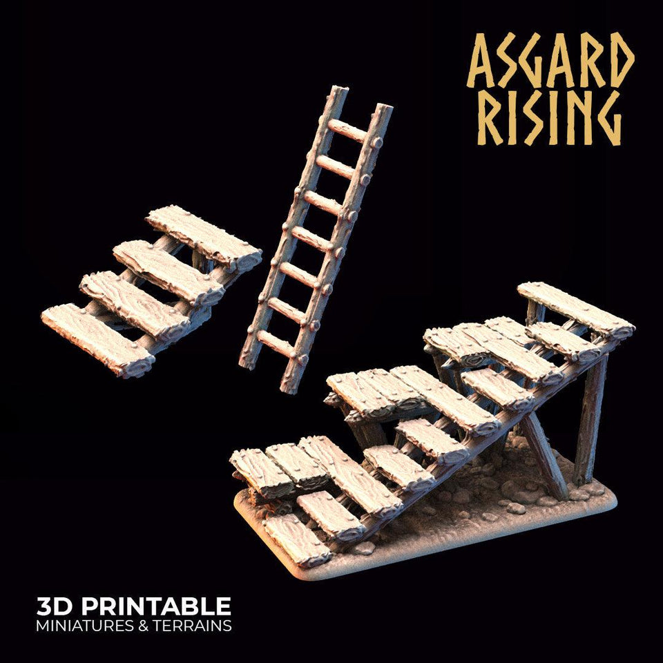 3D Printed Asgard Rising Fortified Village - Large Palisade Set 28mm - 32mm Ragnarok D&D - Charming Terrain