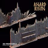 3D Printed Asgard Rising Fortified Village - Palisade Wall Modular Set 28mm - 32mm Ragnarok D&D - Charming Terrain