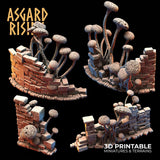 3D Printed Asgard Rising Fungi Ruins 28 32 mm Wargaming DnD - Charming Terrain