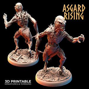 3D Printed Asgard Rising Ghouls Undead Set Round or Square Base 28mm - 32mm - Charming Terrain