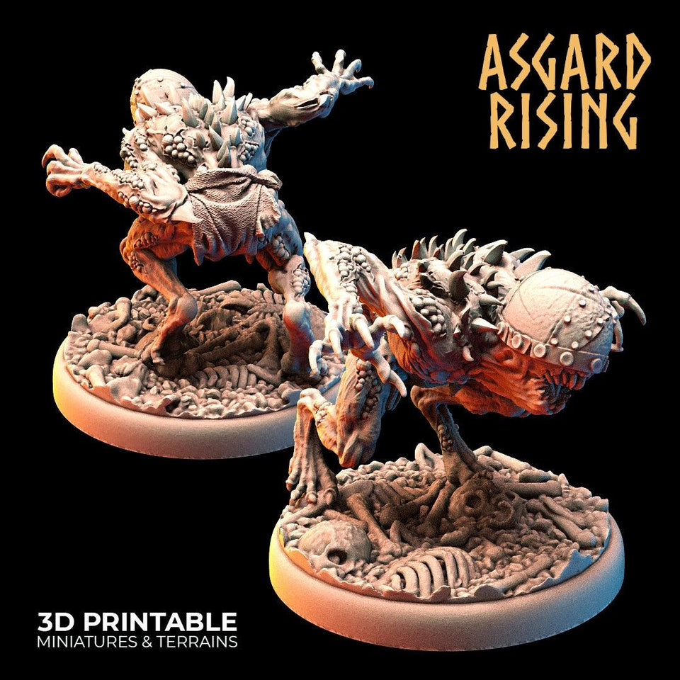 3D Printed Asgard Rising Ghouls Undead Set Round or Square Base 28mm - 32mm - Charming Terrain