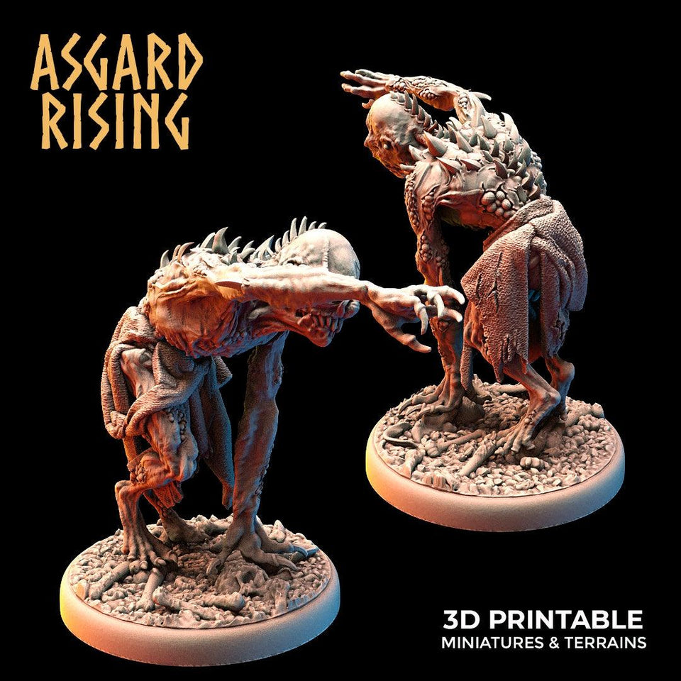 3D Printed Asgard Rising Ghouls Undead Set Round or Square Base 28mm - 32mm - Charming Terrain