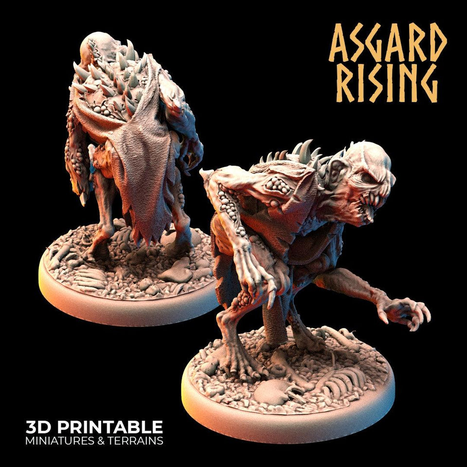 3D Printed Asgard Rising Ghouls Undead Set Round or Square Base 28mm - 32mm - Charming Terrain