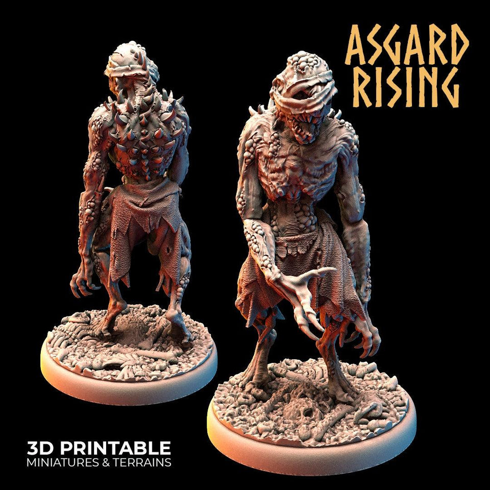 3D Printed Asgard Rising Ghouls Undead Set Round or Square Base 28mm - 32mm - Charming Terrain