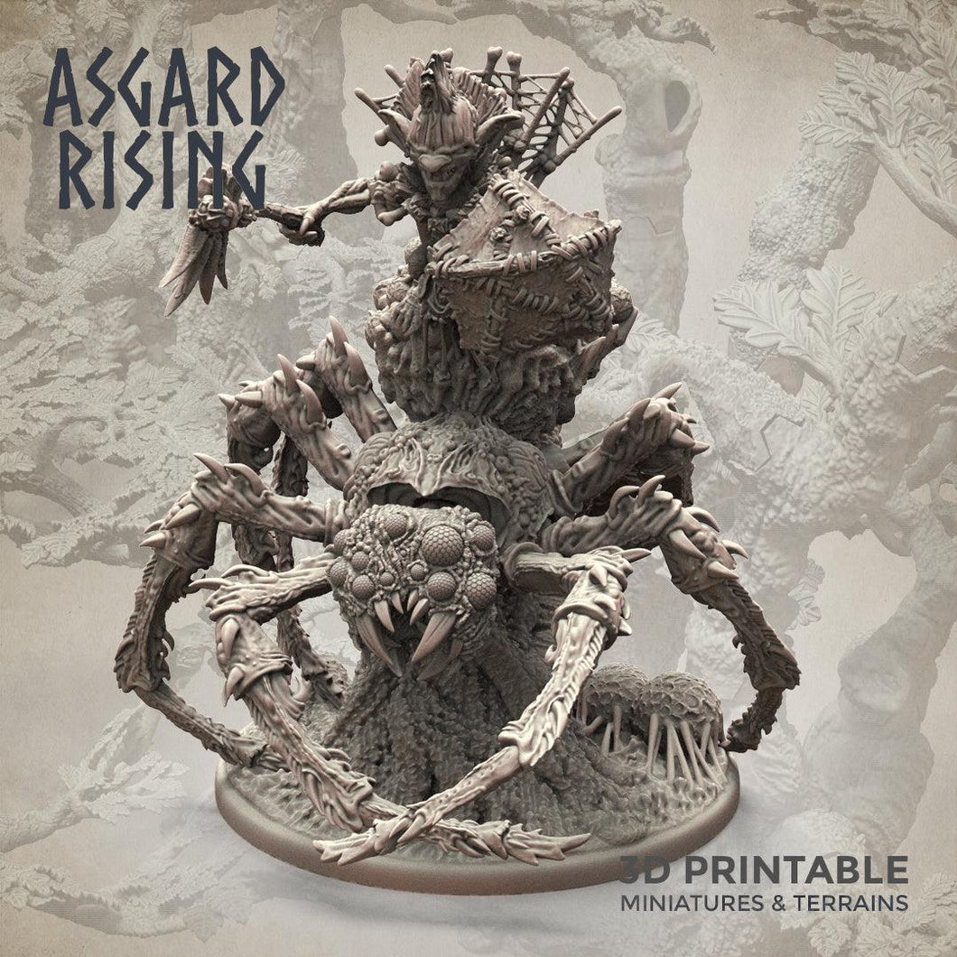 3D Printed Asgard Rising Goblin Chieftain Riding Spider 28mm-32mm Ragnarok D&D - Charming Terrain