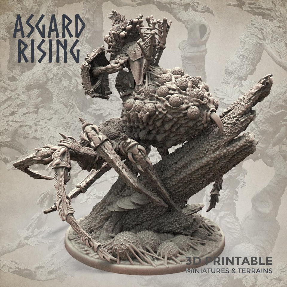 3D Printed Asgard Rising Goblin Chieftain Riding Spider 28mm-32mm Ragnarok D&D - Charming Terrain