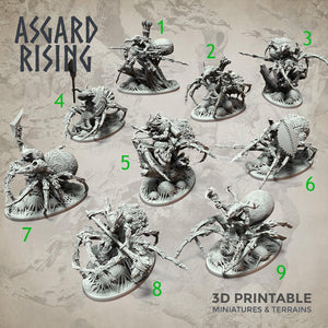 3D Printed Asgard Rising Goblin Spiders Riders Set 32mm Ragnarok D&D - Charming Terrain